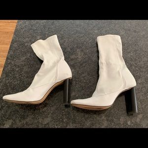 Zara white leather boots